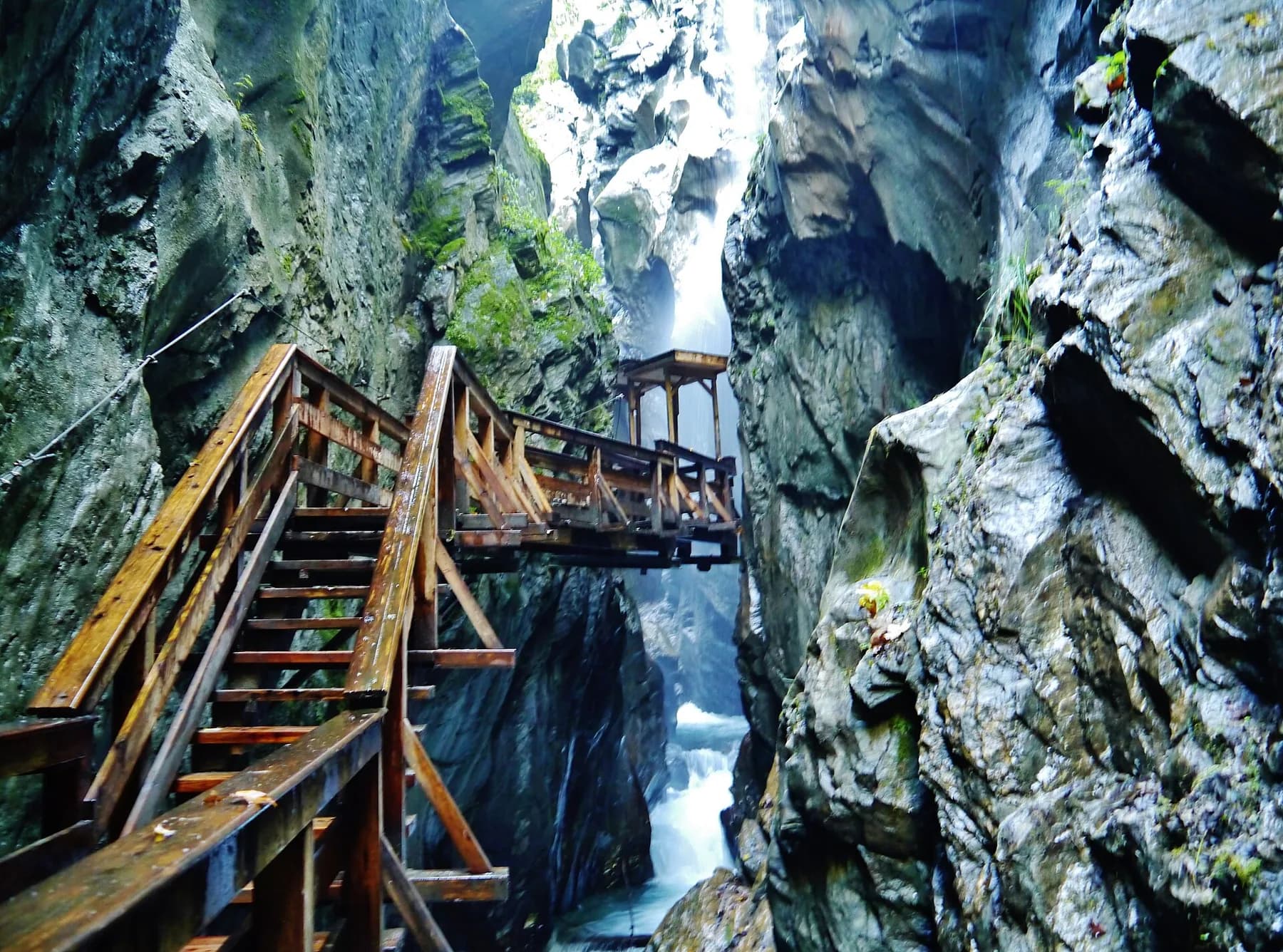 Wooden walkways inside Sigmund-Thun Gorge