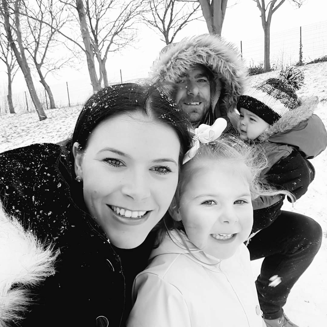 Mick and Hayley enjoying a snowy family day